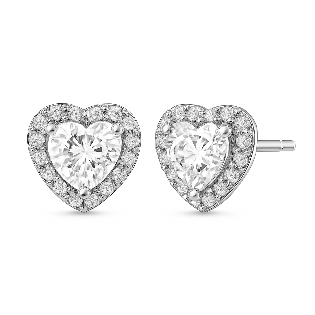 Сребърни обеци "Сърце"