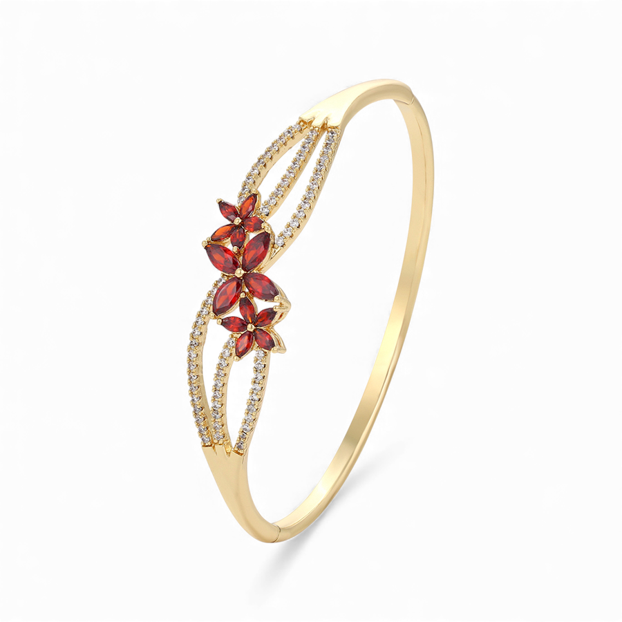 Позлатена твърда гривна "Рубин"