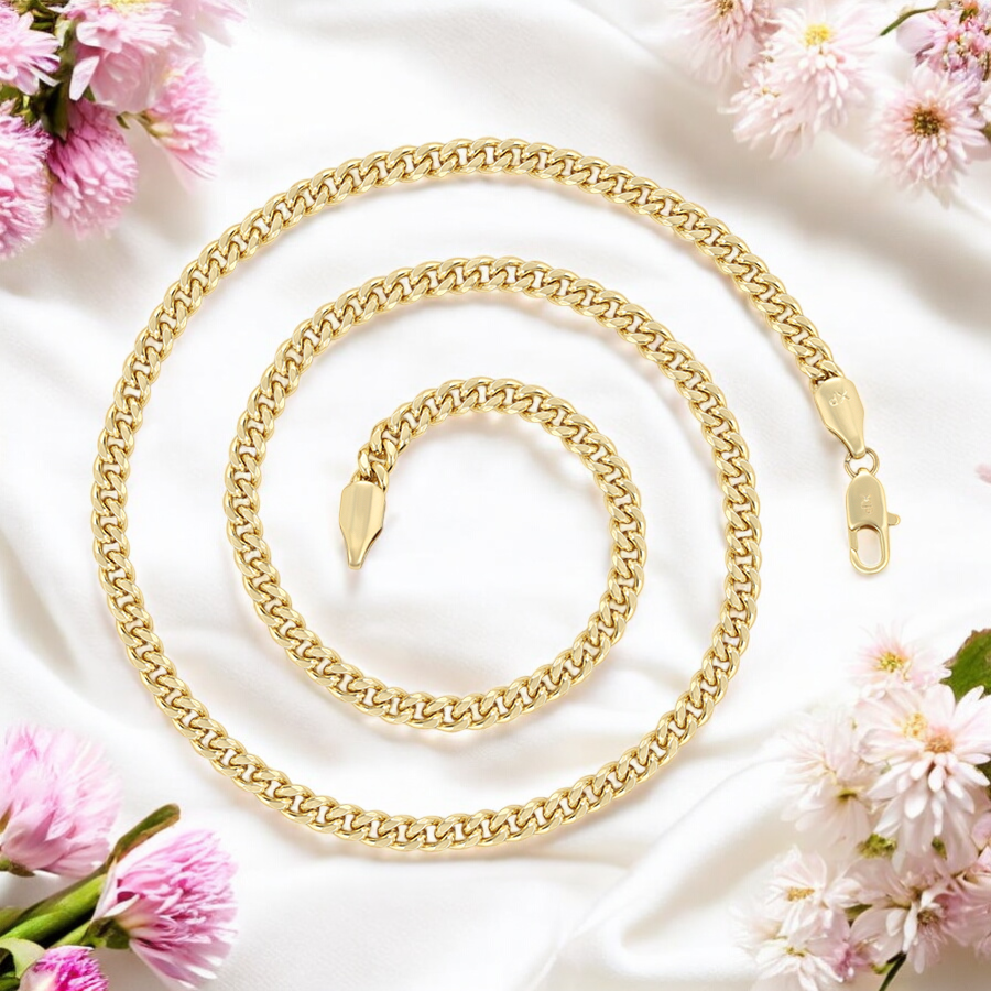 Позлатен плътен синджир - 45см.