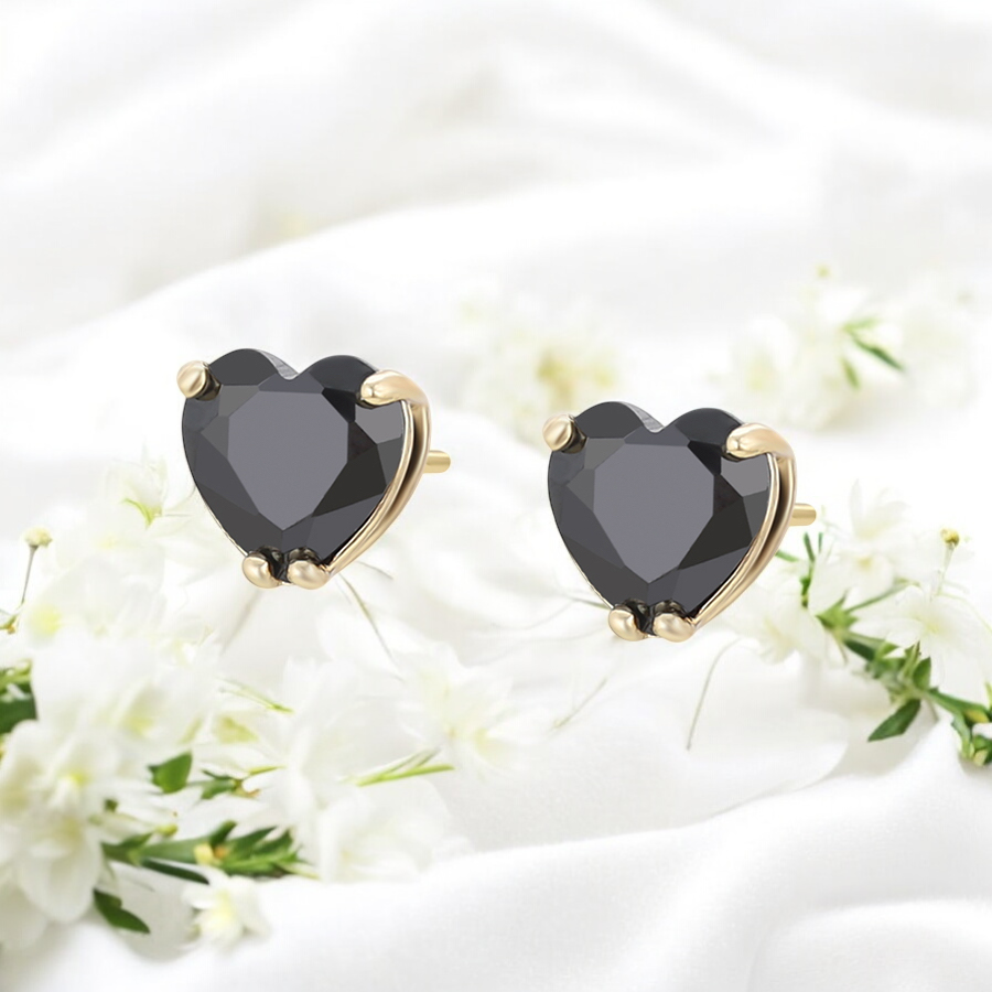 Позлатени обеци на винт "Сърца"