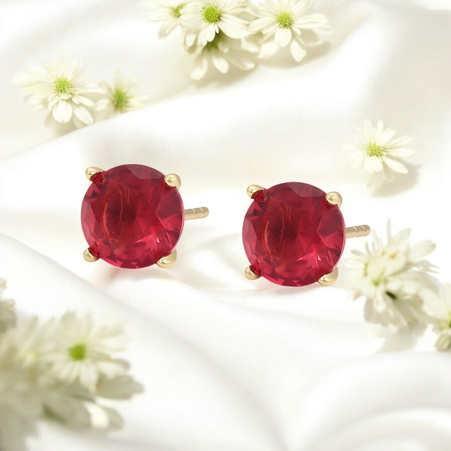 Позлатени обеци на винт "Рубин"