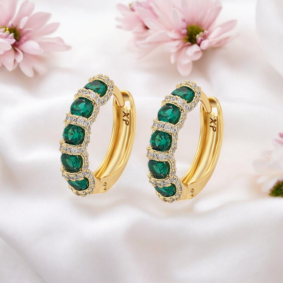 Позлатени обеци "Изумруд"