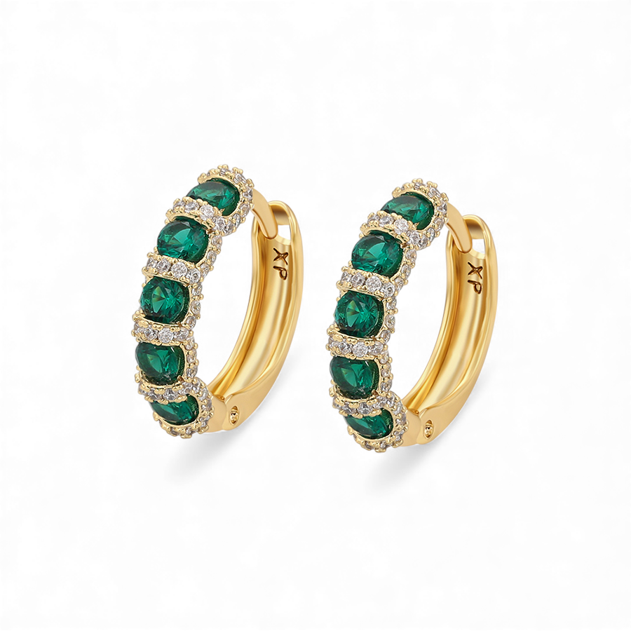 Позлатени обеци "Изумруд"