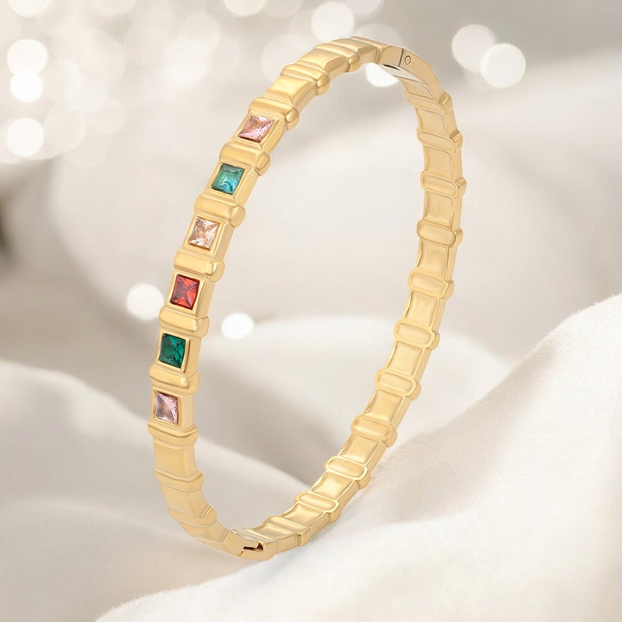 Позлатена твърда гривна "Цветове"