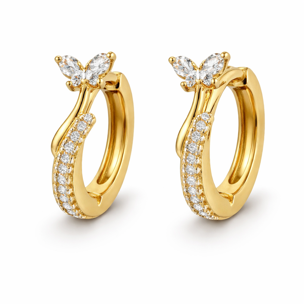 Позлатени обеци "Пеперудки"