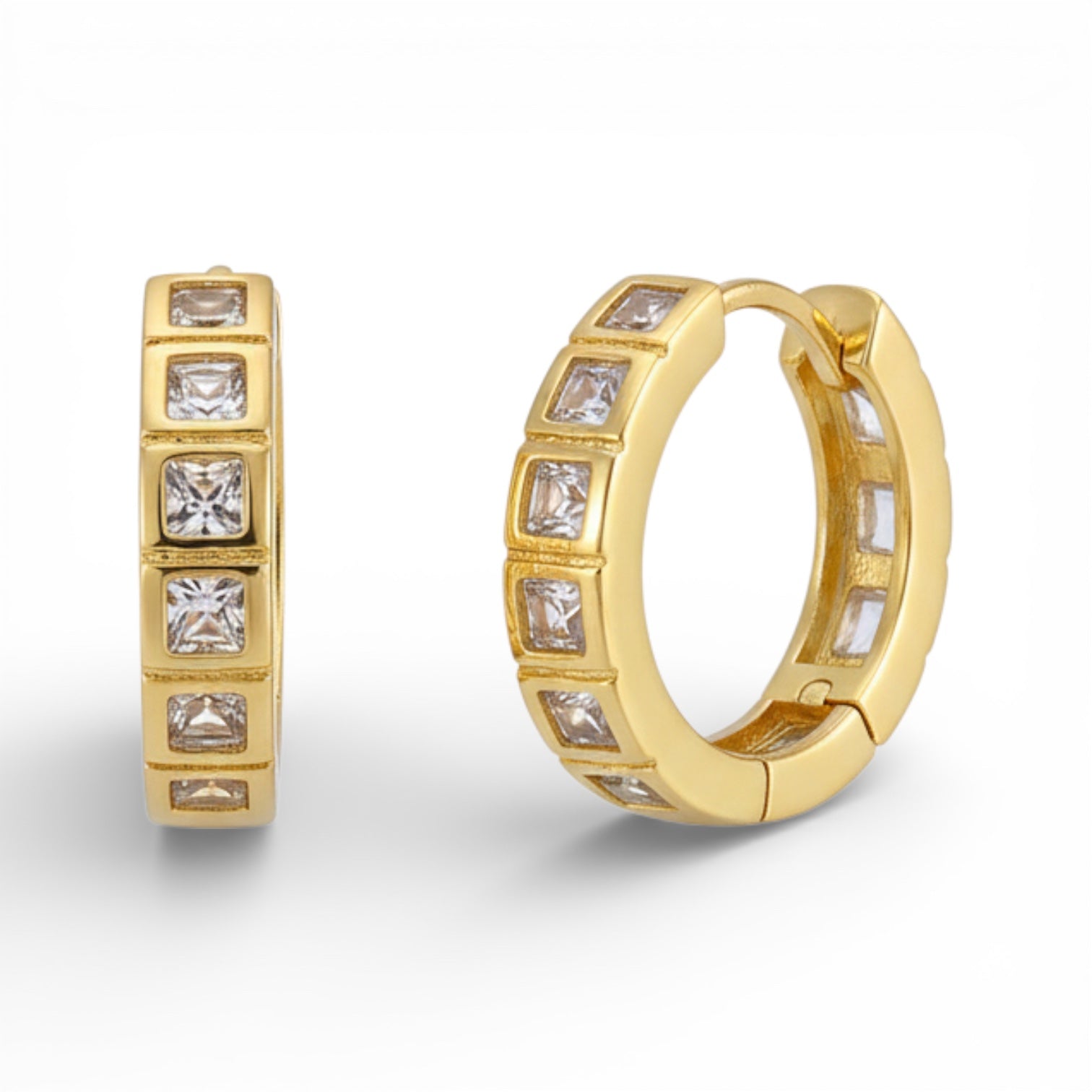 Позлатени обеци халки "Цирконий"