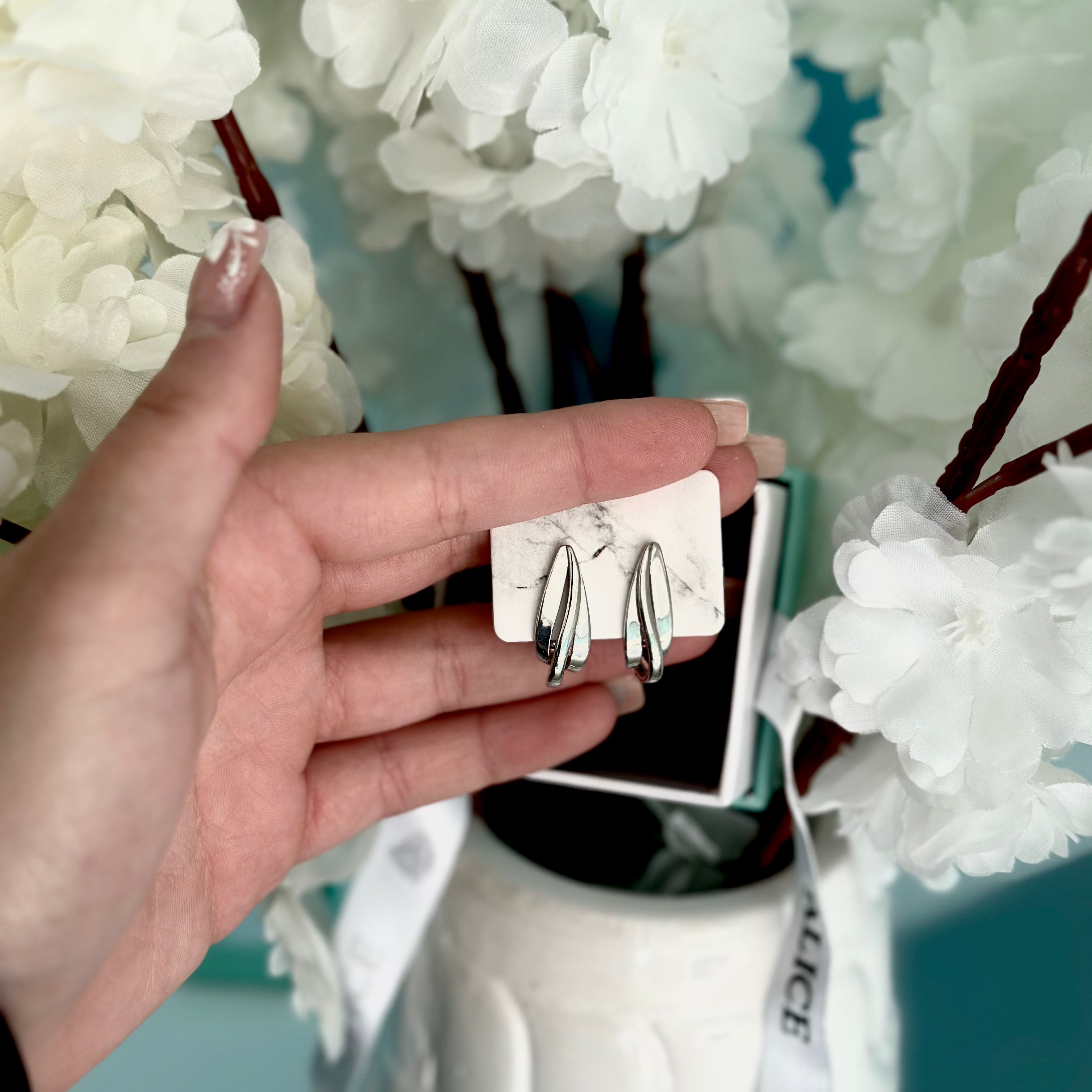 Сребърни обеци "Теменужка"