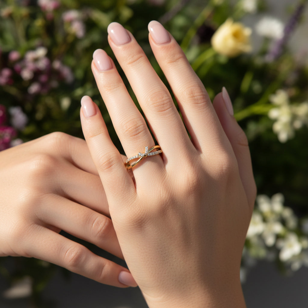 Позлатен пръстен "Панделка"