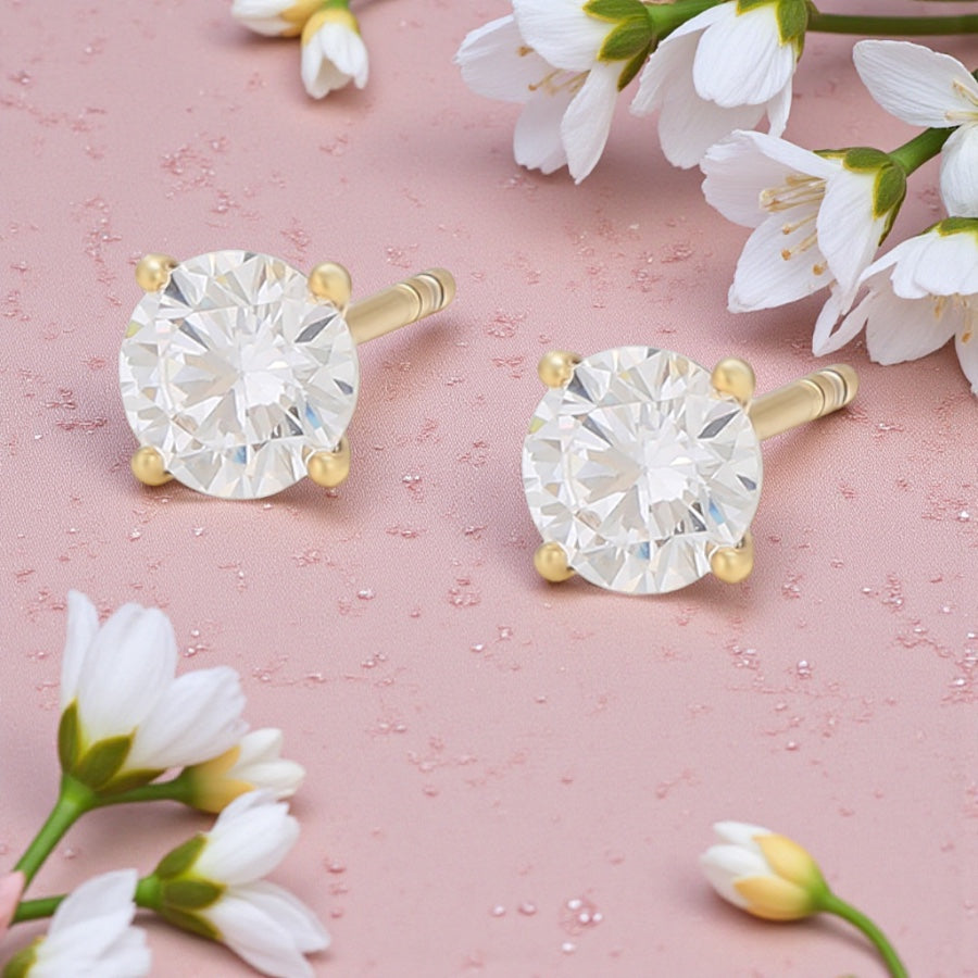 Позлатени обеци на винт "Камъчета"