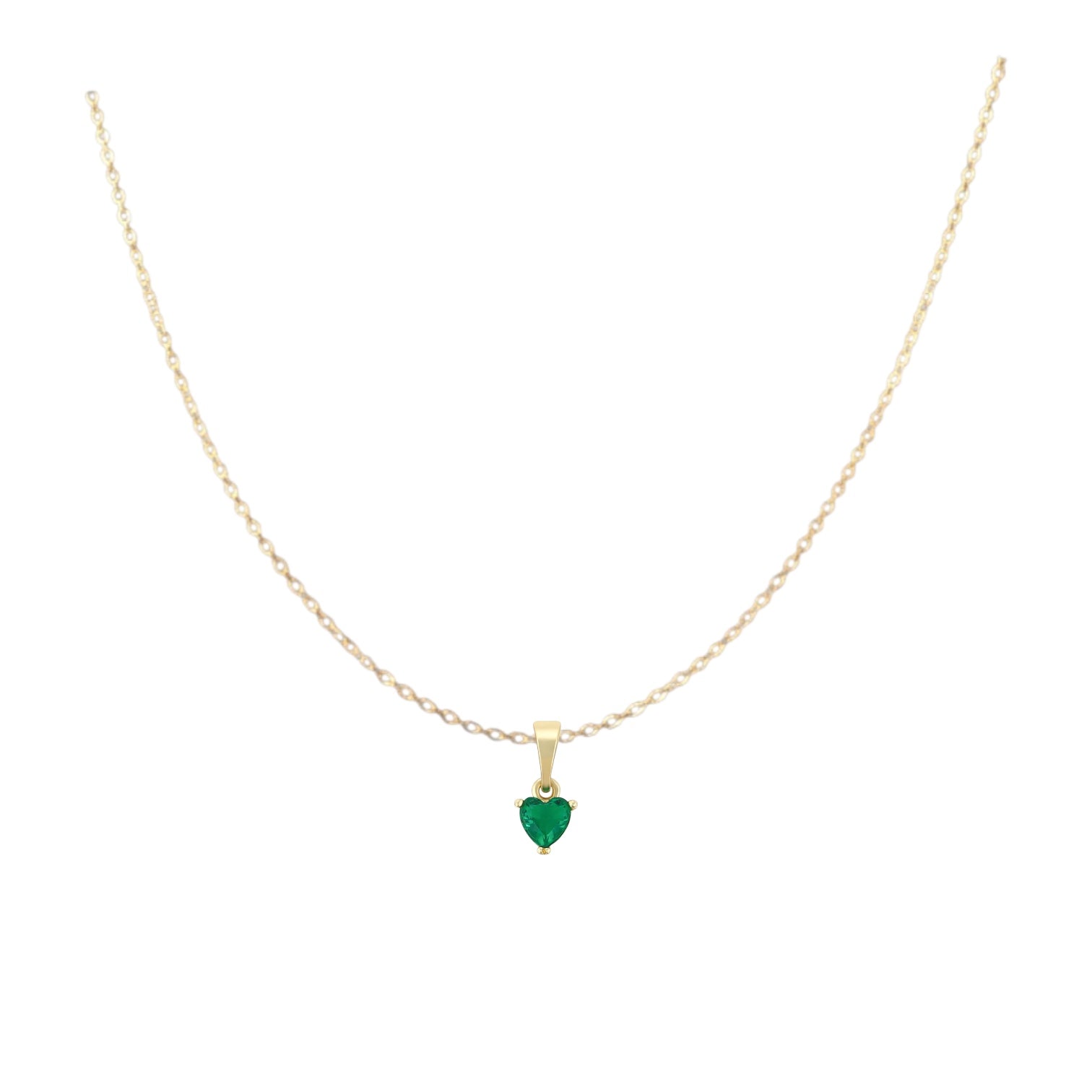 Позлатено колие "Зелено сърце"