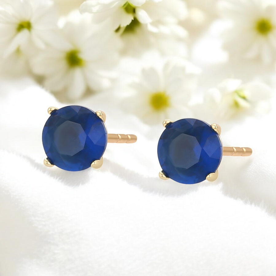 Позлатени обеци на винт "Сапфир"