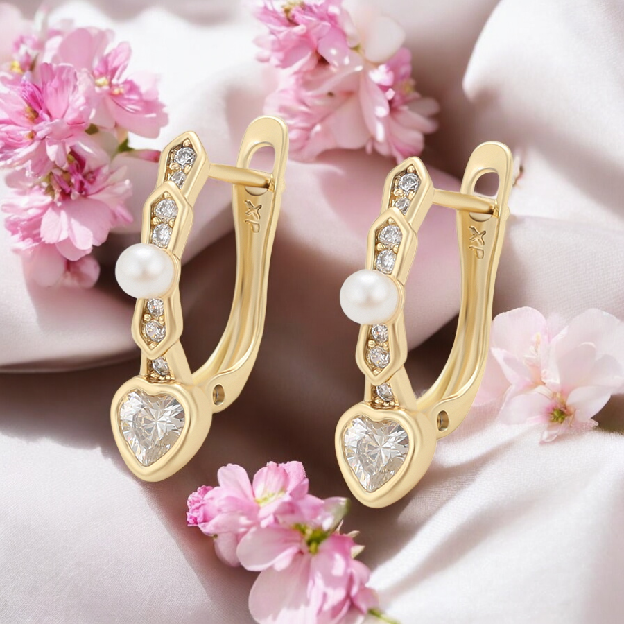 Позлатени обеци "Сърца"