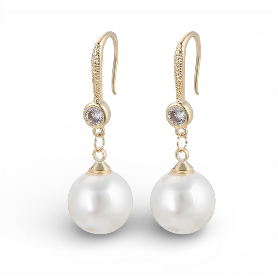 Висящи позлатени обеци с перла