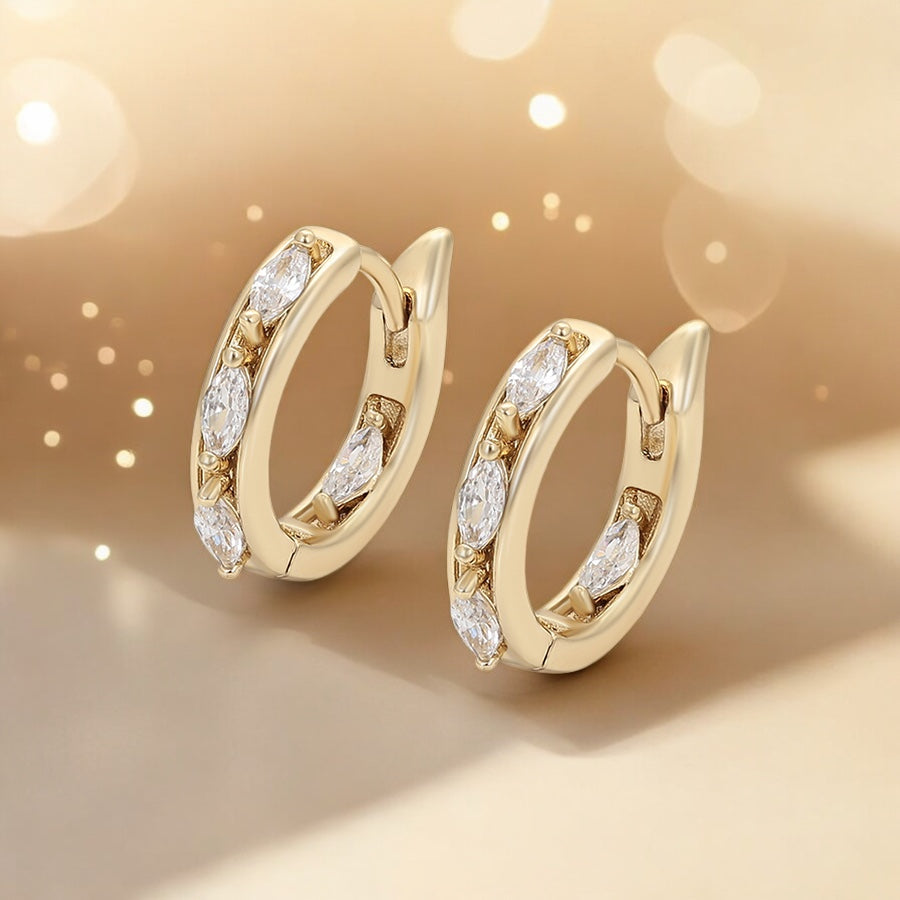 Позлатени обеци - халки с камъчета