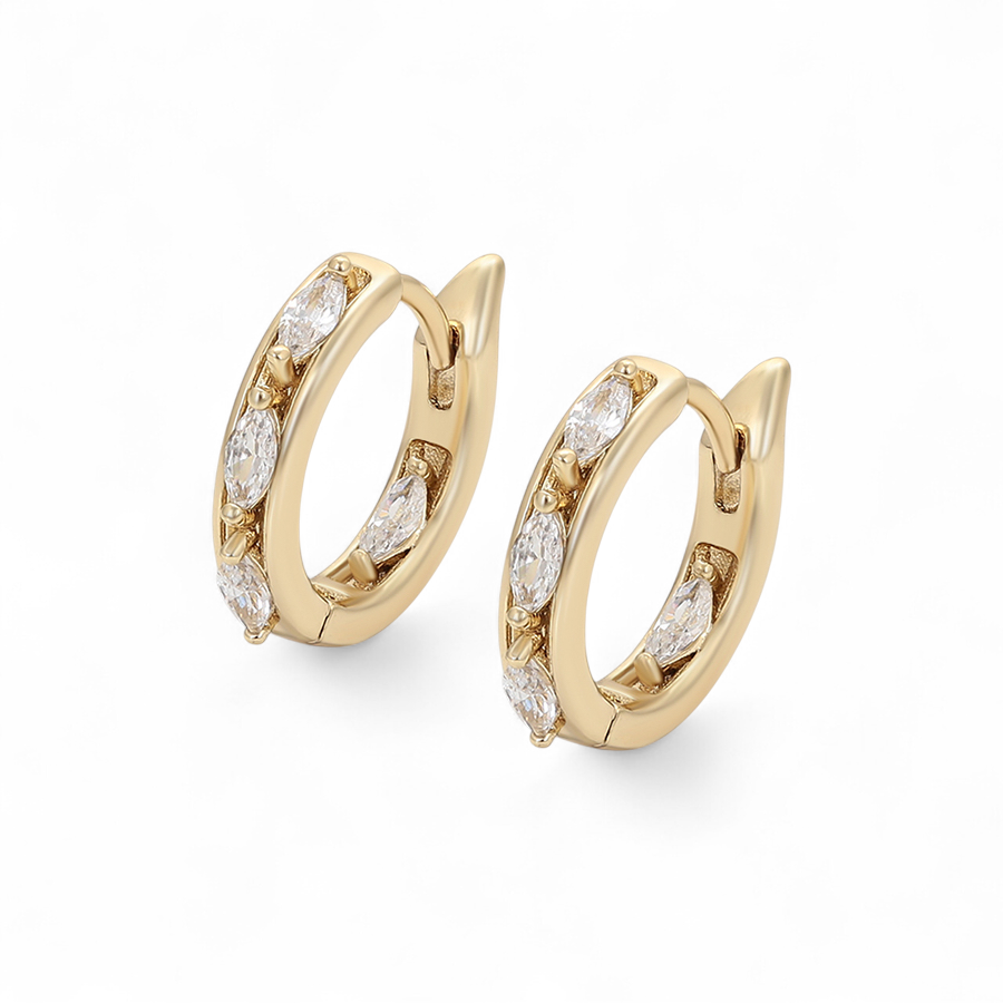 Позлатени обеци - халки с камъчета