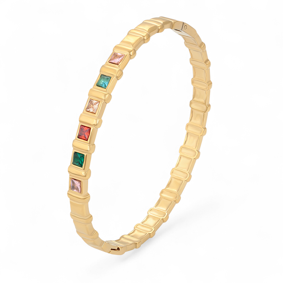 Позлатена твърда гривна "Цветове"