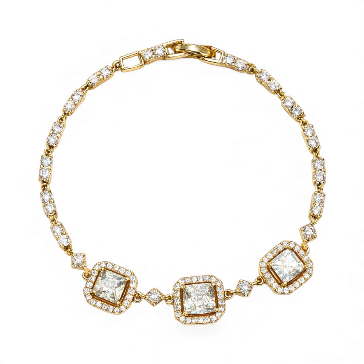 Позлатена гривна с циркони