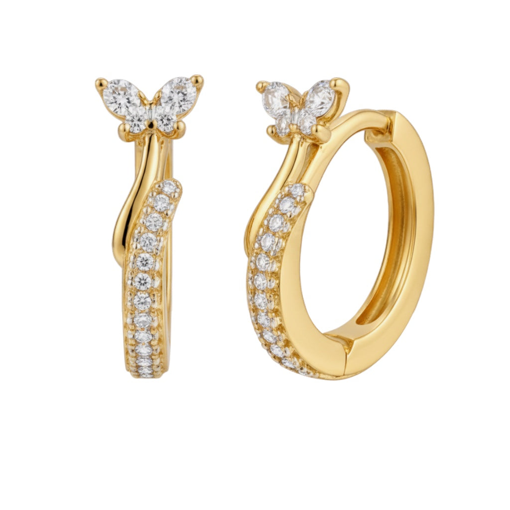 Позлатени обеци "Пеперудки"