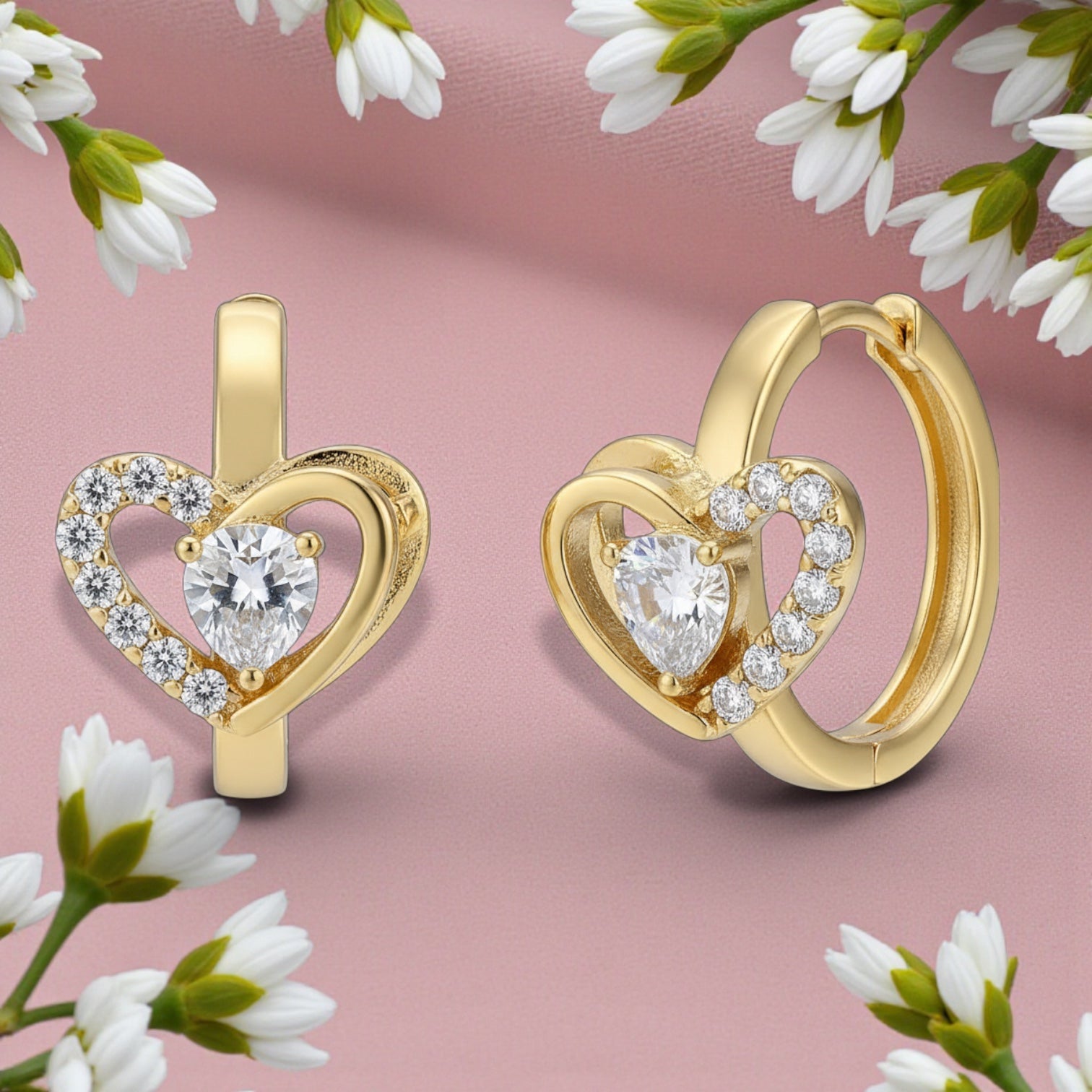 Позлатени обеци "Сърчица"