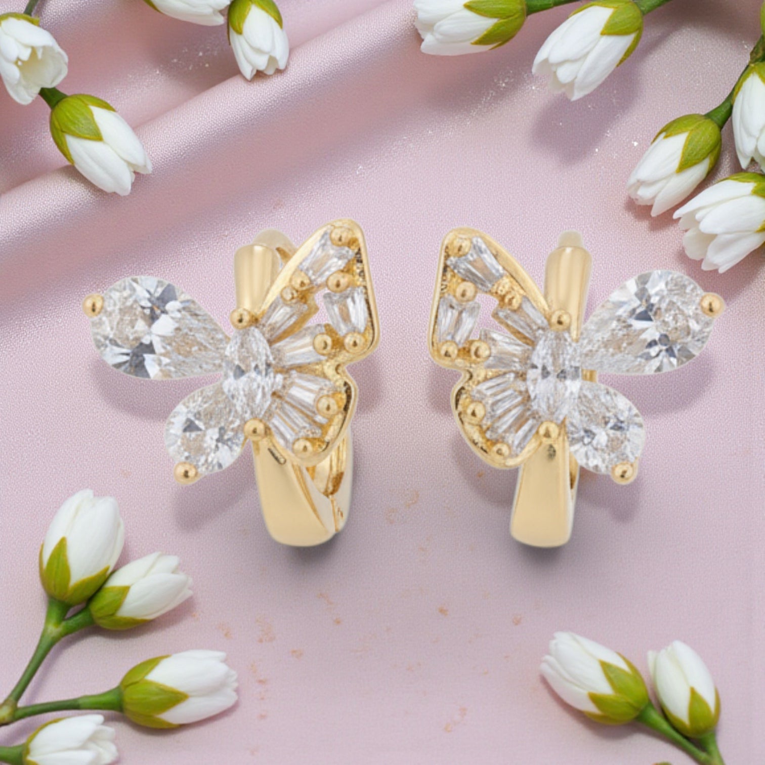 Позлатени обеци "Пеперуди"