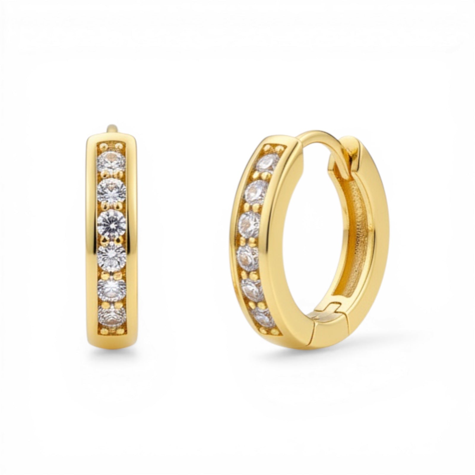 Позлатени обеци халки "Цирконий"