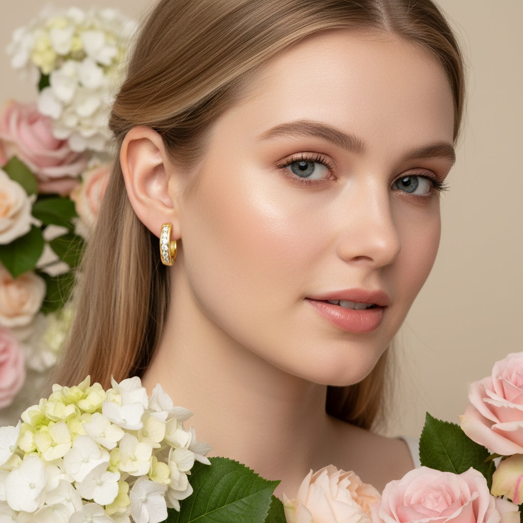 Позлатени обеци халки "Цирконий"