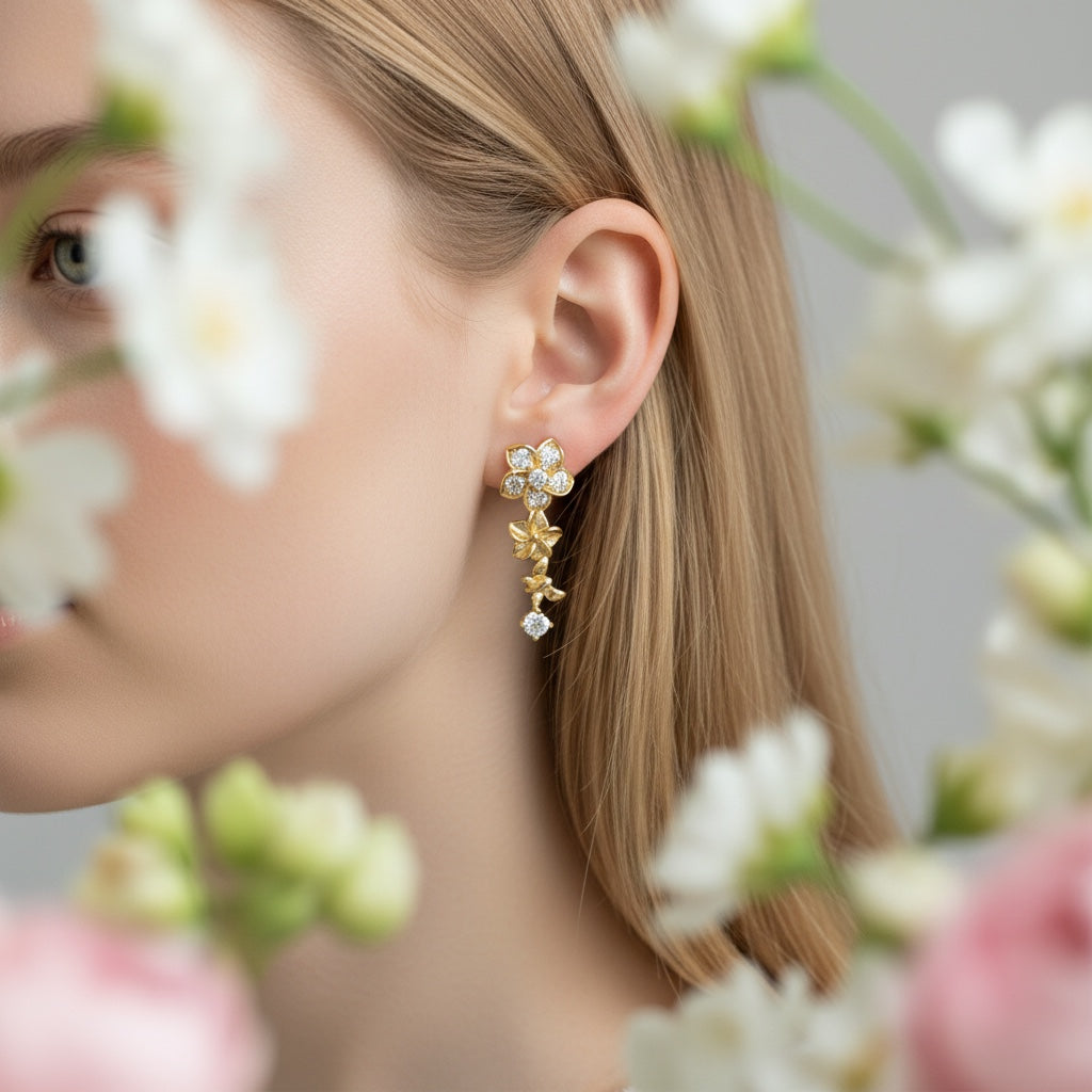 Позлатени обеци тип фиби "Пролет"