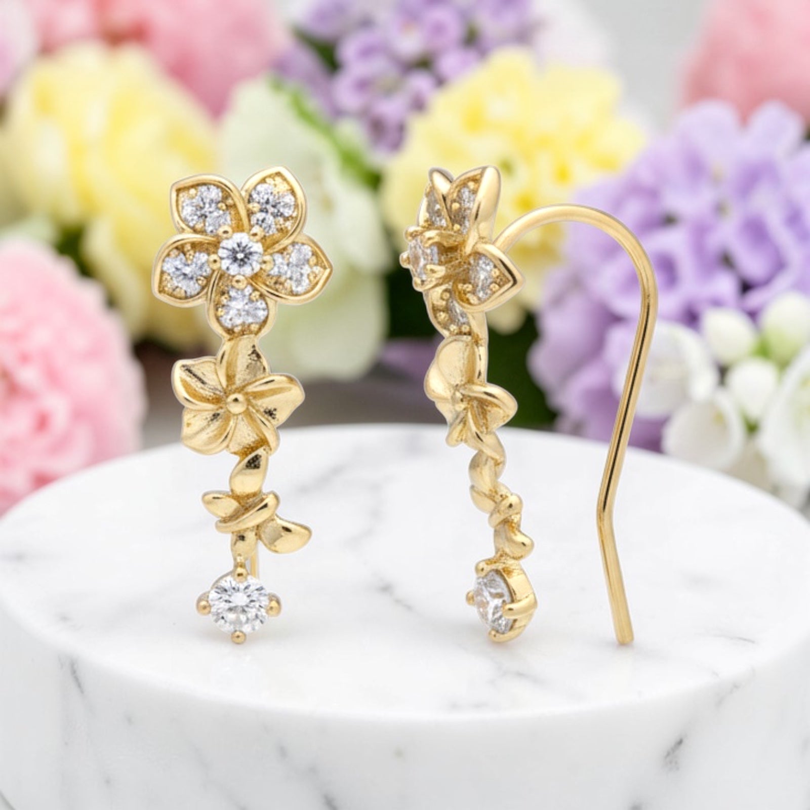 Позлатени обеци тип фиби "Пролет"