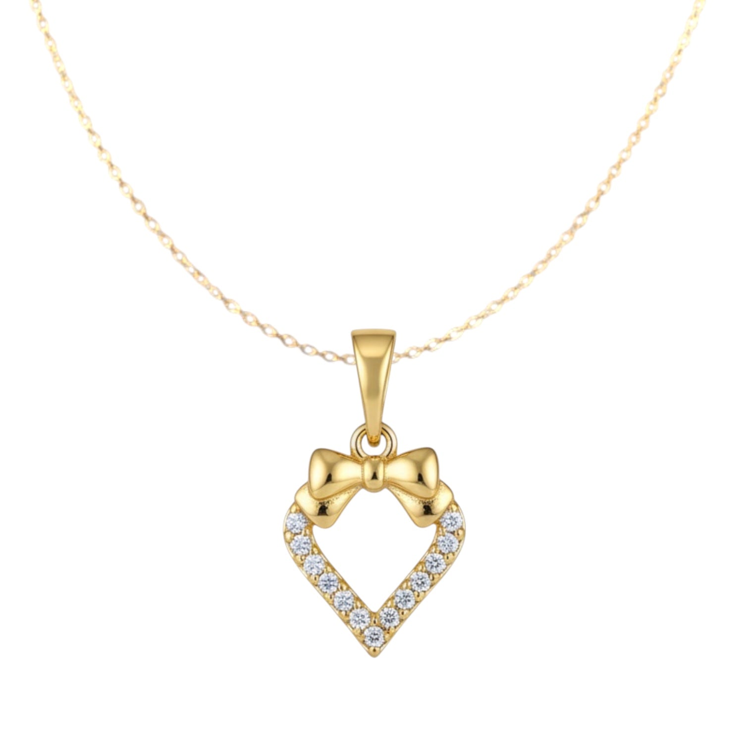 Позлатено колие "Сърце с панделка"