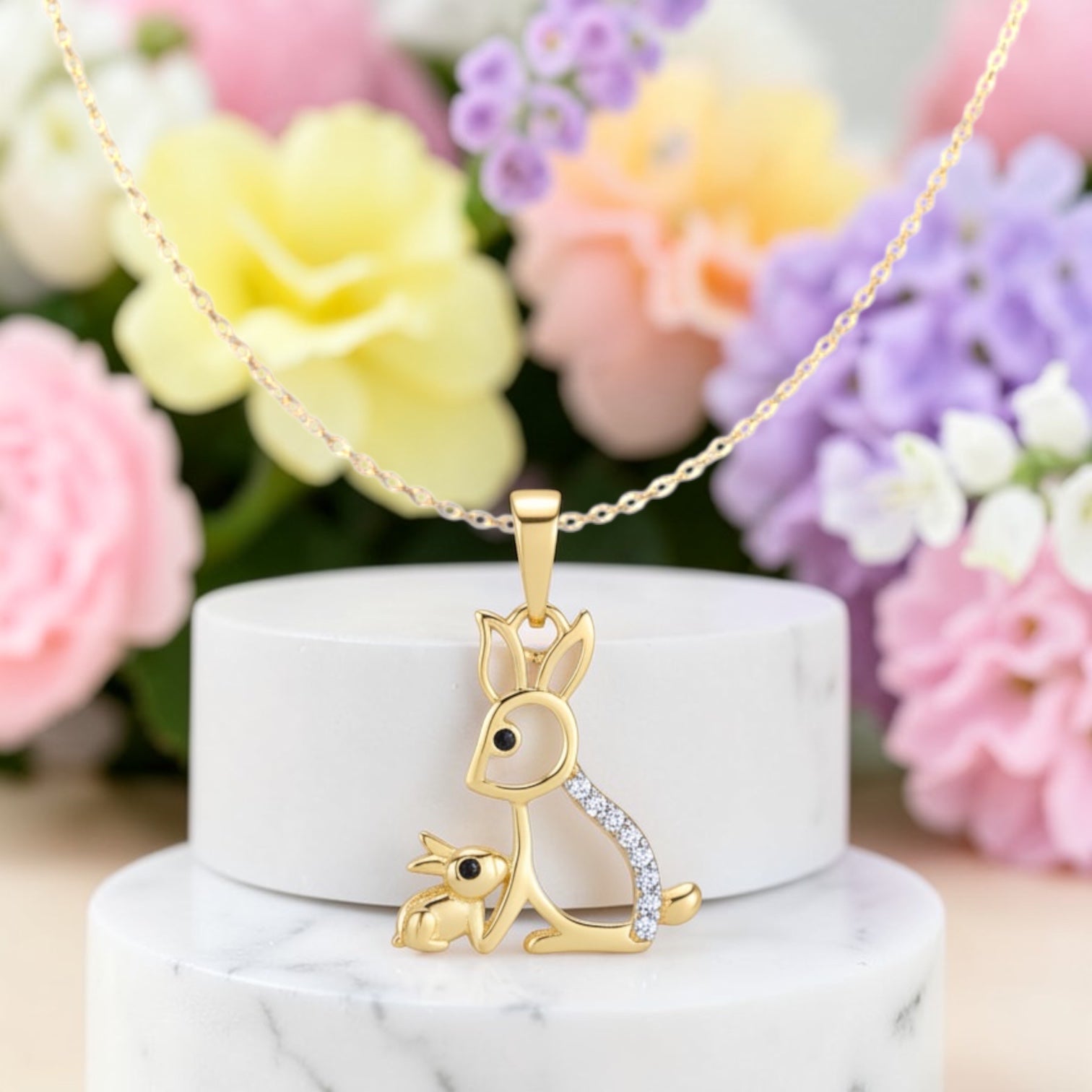 Позлатено колие "Зайчета"