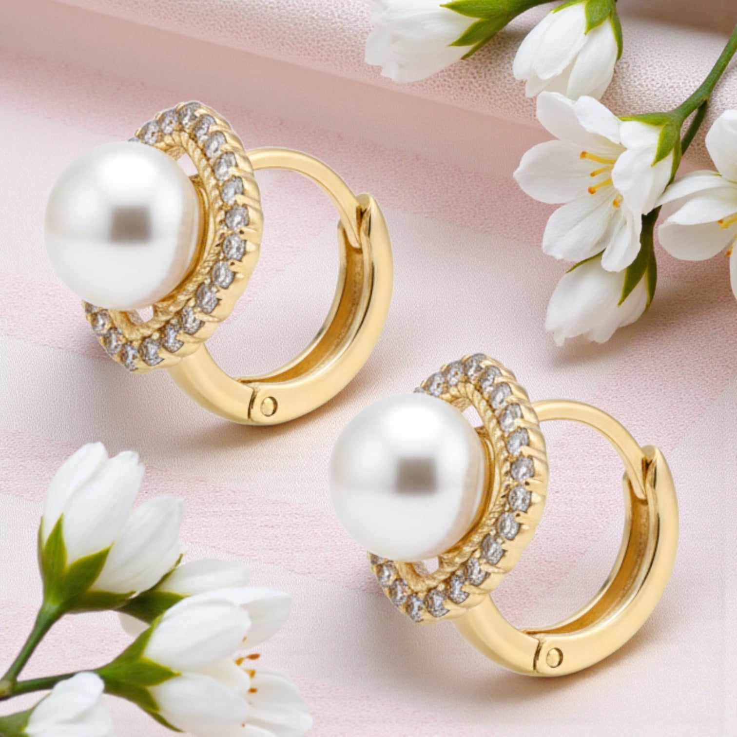 Позлатени обеци "Перлен блясък"