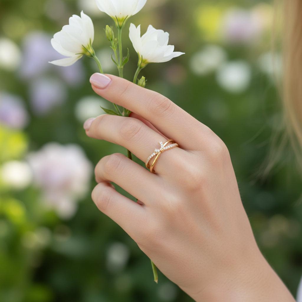 Позлатен пръстен "Панделка"